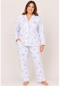 100% Brushed Cotton Womens Printed Pyjama Set